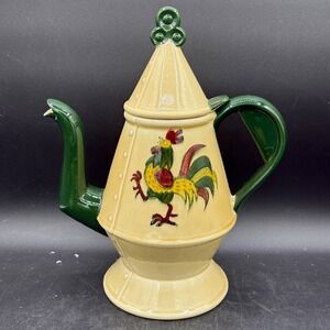 Metlox Pottery Poppy Trail California Provincial  Rooster Coffee Pot  Green EUC